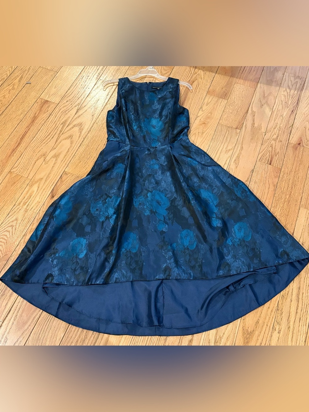 White House Black Market Blue Floral Jacquard High-low Dress Size 4 EUC